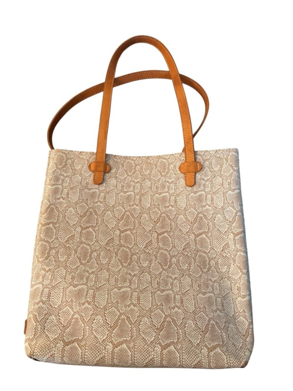 Consuela Clay Everyday Tote Neutral Cream Taupe Snakeskin Print Bag